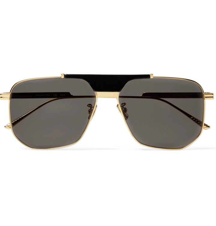 Photo: Bottega Veneta - Caravan Aviator-Style Gold-Tone Metal and Acetate Sunglasses - Gold