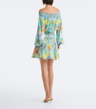 Camilla Printed embellished off-shoulder silk minidress