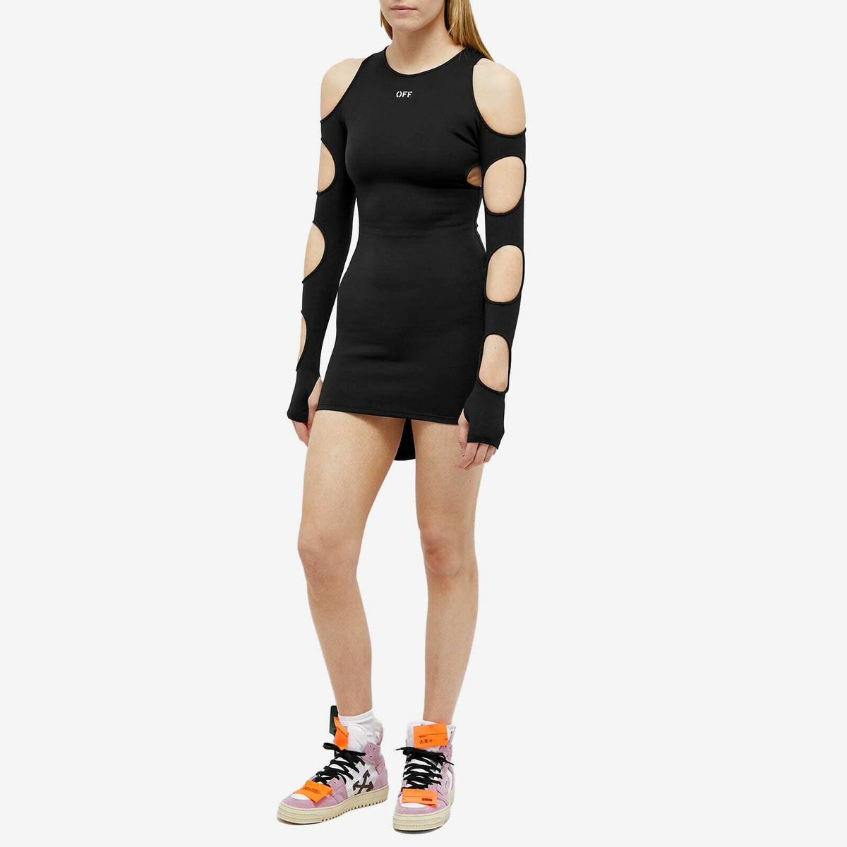 mini dress with holes Halterneck Key Hole Cut Out Mini Dress In White Polka Dot | EGO US