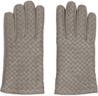 Bottega Veneta Gray Intrecciato Leather Gloves