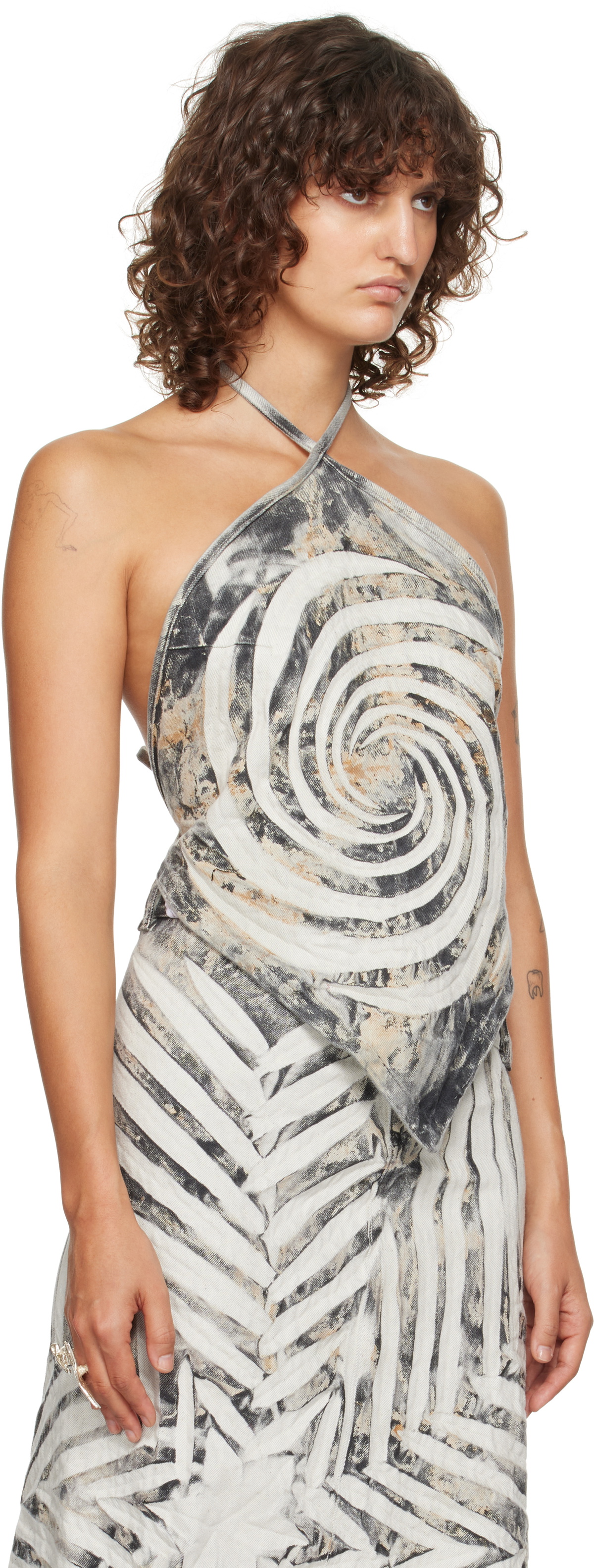 Masha Popova SSENSE Exclusive White & Black Bandana Tank Top