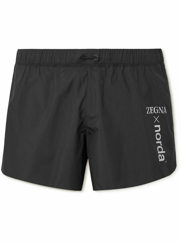 Photo: Zegna - norda Straight-Leg Logo-Print Ripstop Shorts - Black
