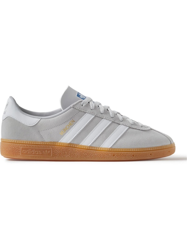 Photo: adidas Originals - Munchen Leather-Trimmed Suede Sneakers - Gray