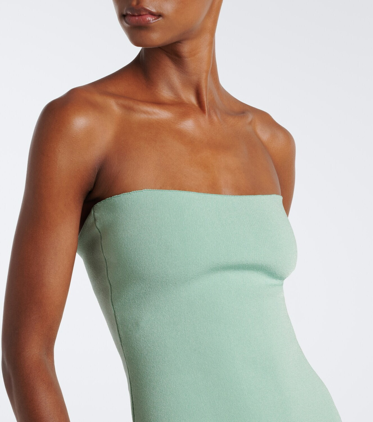 Jacquemus Sera strapless piqué midi dress