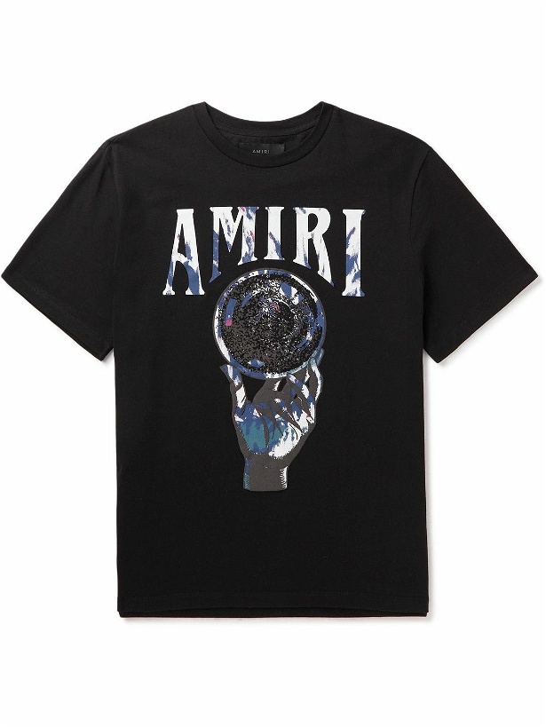 Photo: AMIRI - Crystal Ball Printed Cotton-Jersey T-Shirt - Black