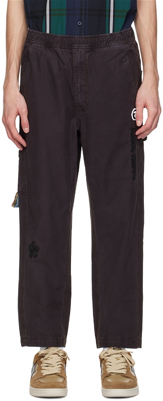 Photo: AAPE by A Bathing Ape Black Embroidered Trousers