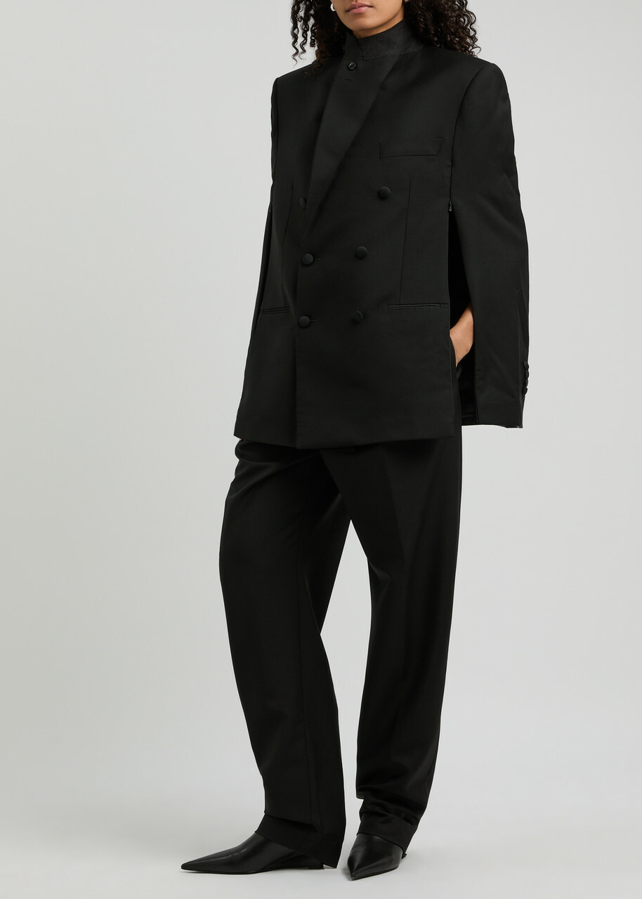 Bettter Fran Cape-effect Wool-blend Blazer Black