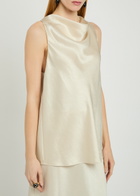 Vince Draped Scarf-effect Satin top Cream