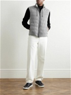 Zegna - Suede-Trimmed Quilted Cashmere Down Gilet - Gray