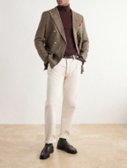 Slowear - Incotex Double-Breasted Herringbone Shetland Wool-Twill Blazer - Brown