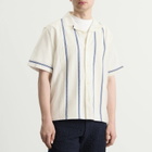 Wax London Men's Didcot Pintuck Vacation Shirt in Ecru/Blue