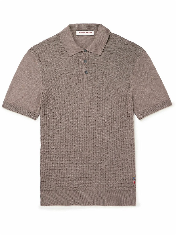 Photo: Orlebar Brown - Burnham Woven Silk and Cotton-Blend Polo Shirt - Brown
