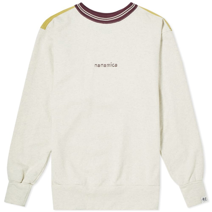 Photo: Nanamica Logo Crew Sweat Oatmeal Yellow