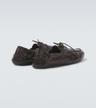 Prada Shuffle leather boat shoes