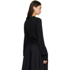 Y-3 Black Wool Cinched Drape Long Sleeve T-shirt