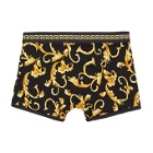 Versace Underwear Black and Yellow Barocco Boxer Briefs