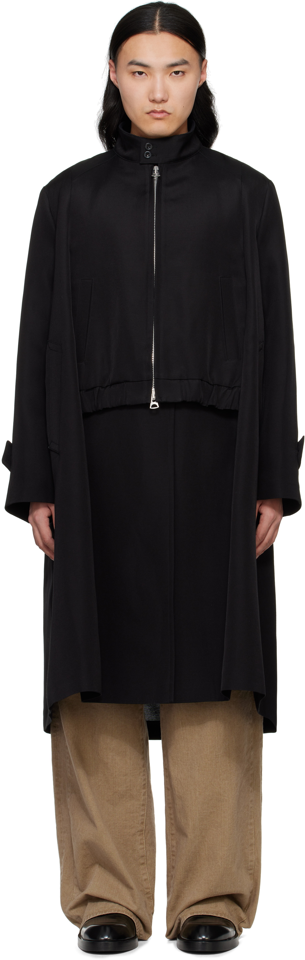 sacai × WTAPS Cotton Back Satin Coat sacai Black WTAPS Edition Cotton Back Satin Coat Sacai