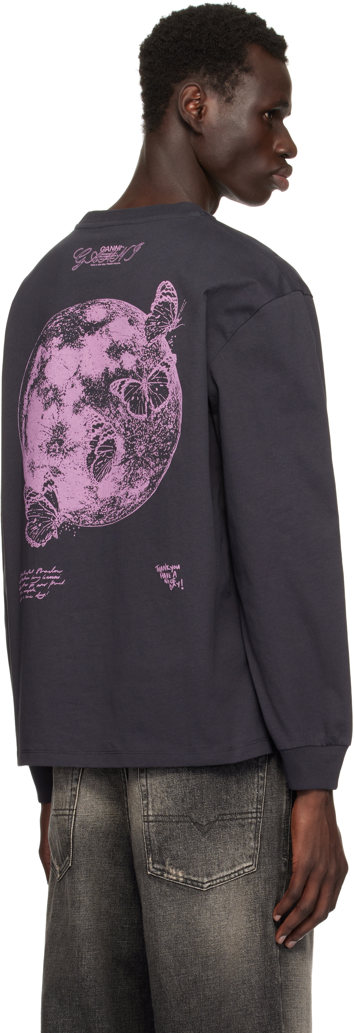 GANNI Purple Future Heavy Jersey Long Sleeve T-shirt GANNI
