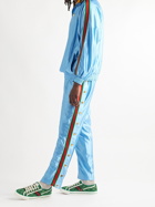Gucci - Tapered Webbing-Trimmed Satin-Jersey Track Pants - Blue