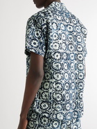 Corridor - Convertible-Collar Printed Cotton Shirt - Blue