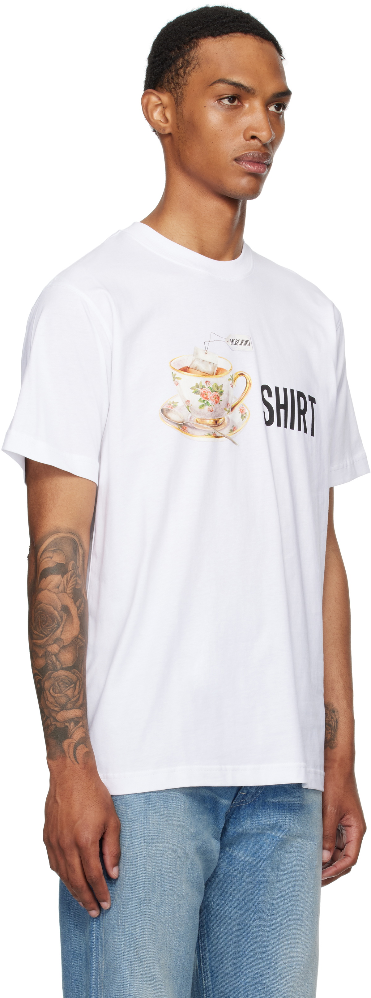 Moschino White Printed Organic Cotton T-shirt