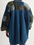 KAPITAL - Oversized Patchwork Wool and Linen-Blend Cardigan