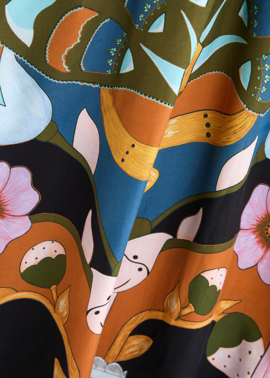 Lug Von Siga Marina Printed Satin Midi Dress Multicoloured