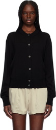 RECTO Black Crewneck Sheer Knit Cardigan