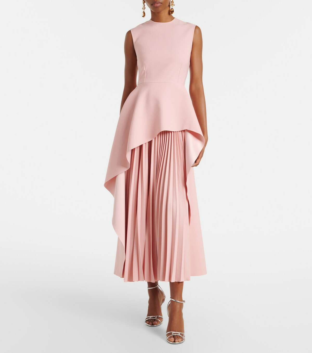 Solace London Severny pleated layered midi dress