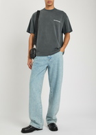 Mki Miyuki Zoku Twisted Weave Textured Wide-leg Jeans Blue