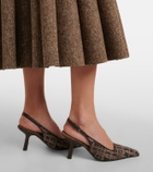 Brunello Cucinelli Beaded checked leather-trimmed slingback pumps