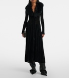 Blumarine Shearling-trimmed striped cardigan