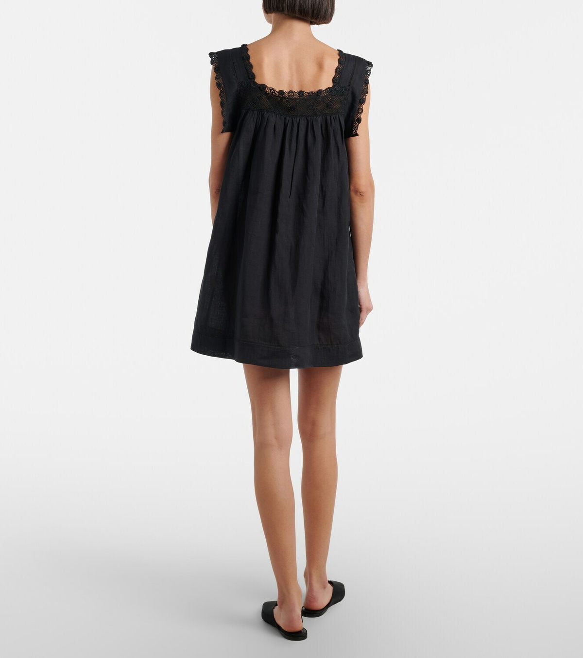 Dôen Almadia lace-trimmed ramie minidress