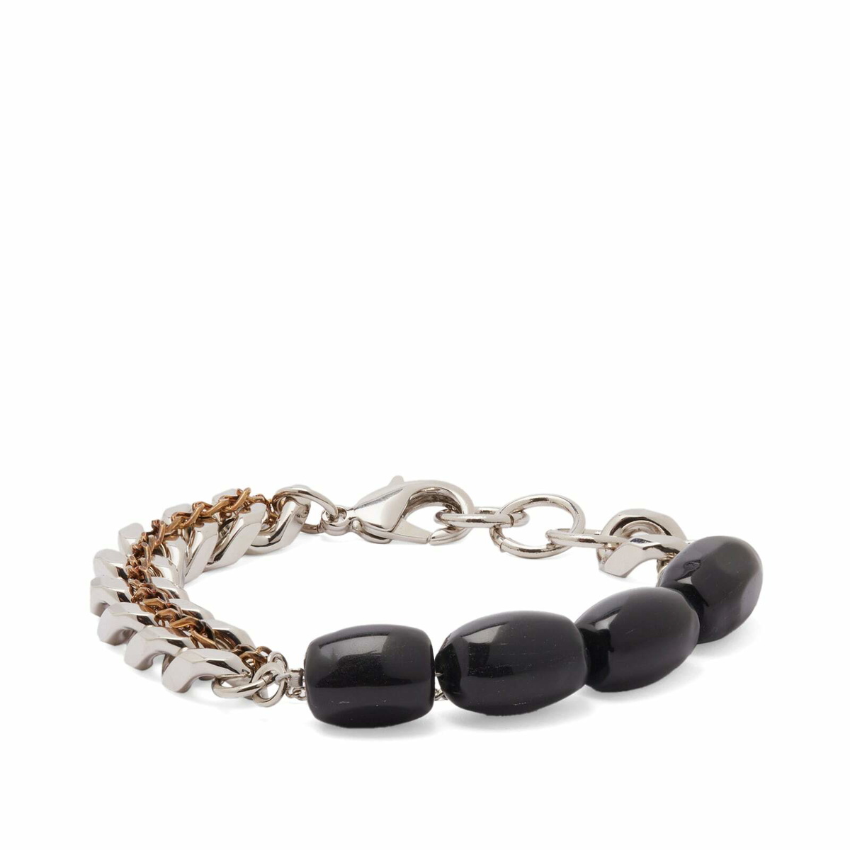 Dries Van Noten Men's Onyx and Chain Bracelet in Black/Silver