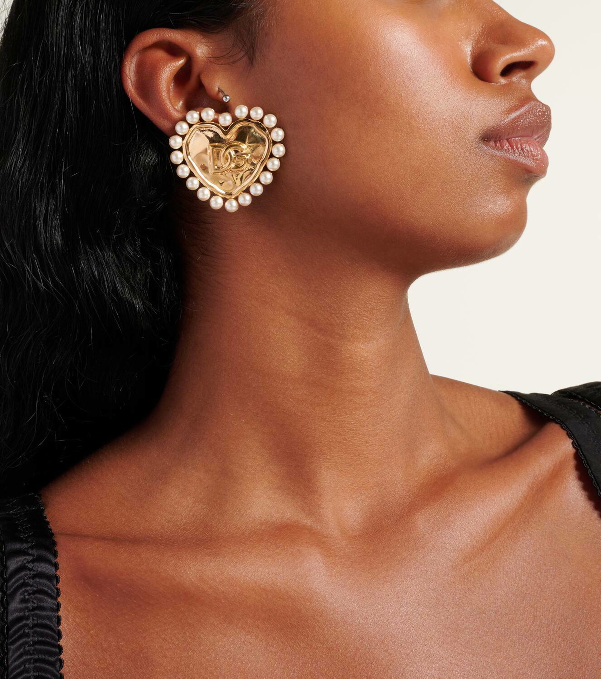 Dolce&Gabbana DG faux pearl gold-plated clip-on earrings