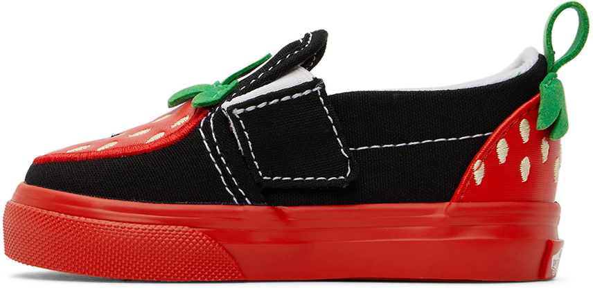 Vans Baby Black & Red Slip-On V Berry Sneakers