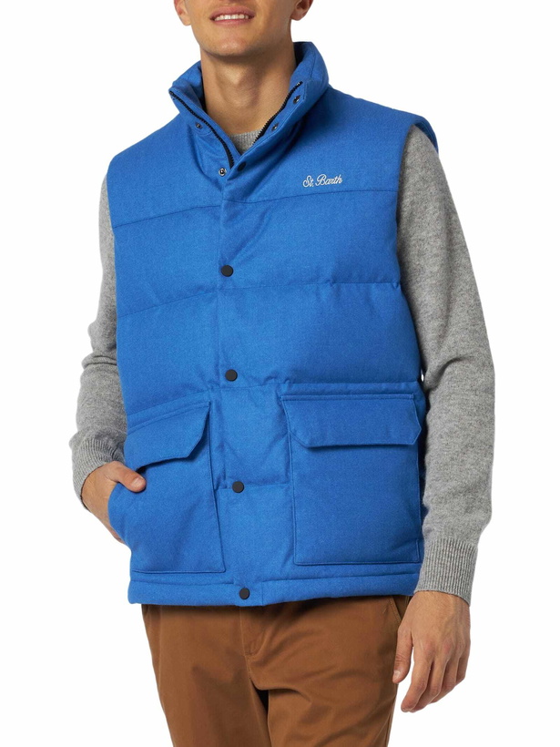 Photo: MC2 Saint Barth Man Down Padded Wooly Bluette Vest With Pockets