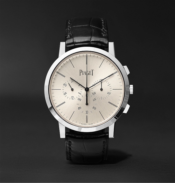 Photo: Piaget - Altiplano Flyback Automatic Chronograph 41mm 18-Karat White Gold and Alligator Watch, Ref. No. G0A41035 - Silver