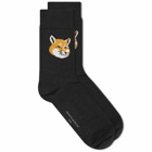 Maison Kitsuné Men's Fox Head Sock in Black