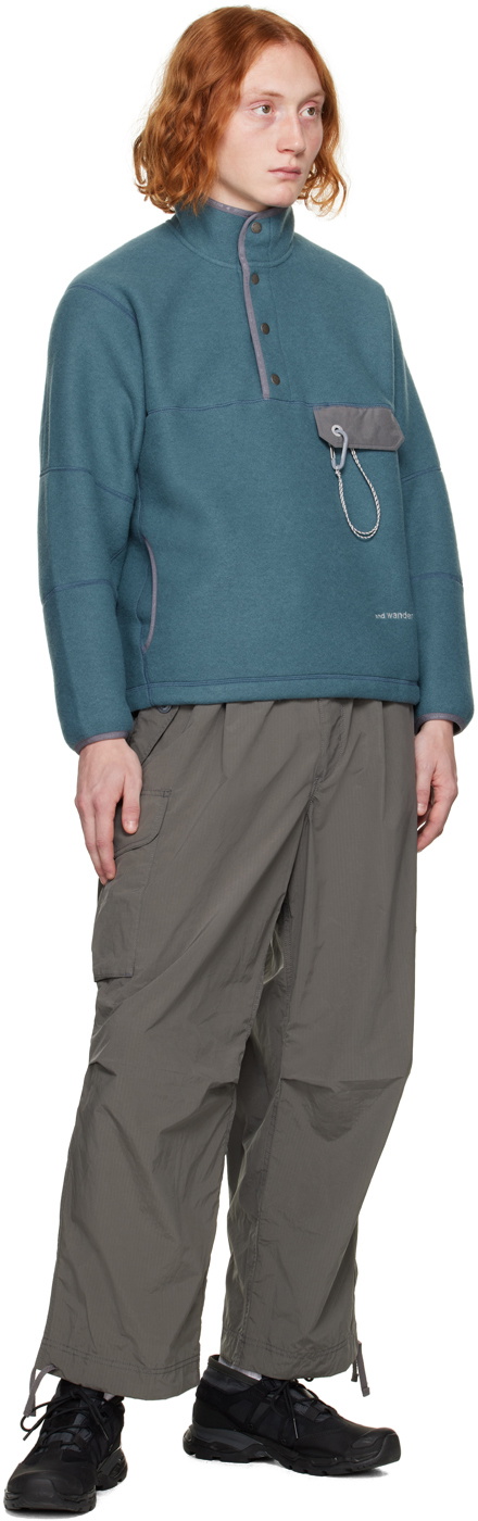 and wander Blue Embroidered Sweatshirt