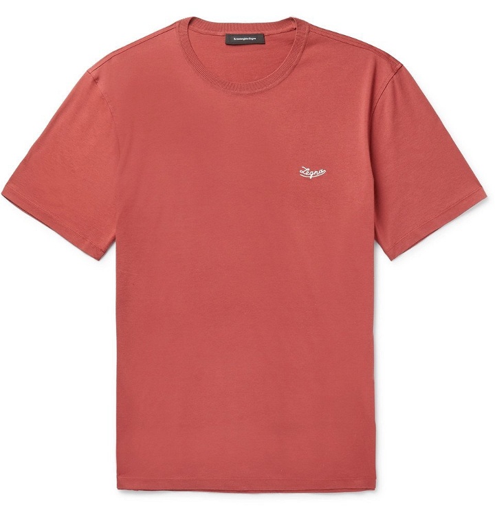 Photo: Ermenegildo Zegna - Logo-Embroidered Cotton-Jersey T-Shirt - Men - Red