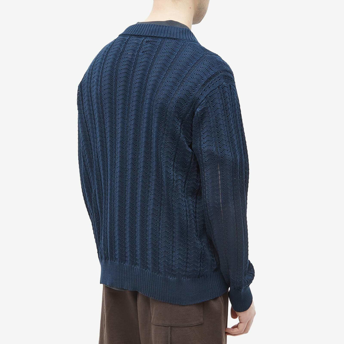 Corridor Men's Scallop Lace Cardigan in Navy Corridor