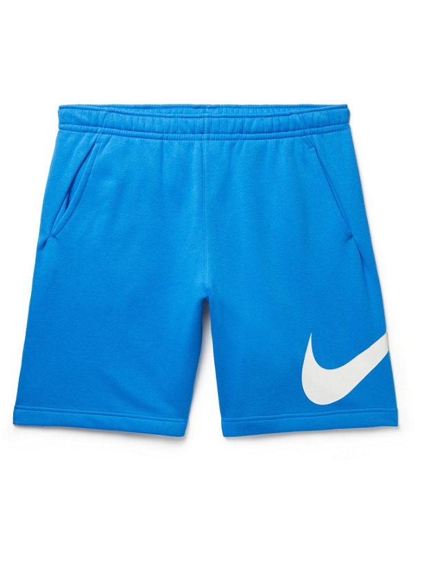 Photo: NIKE - Sportswear Club Logo-Print Cotton-Blend Jersey Shorts - Blue