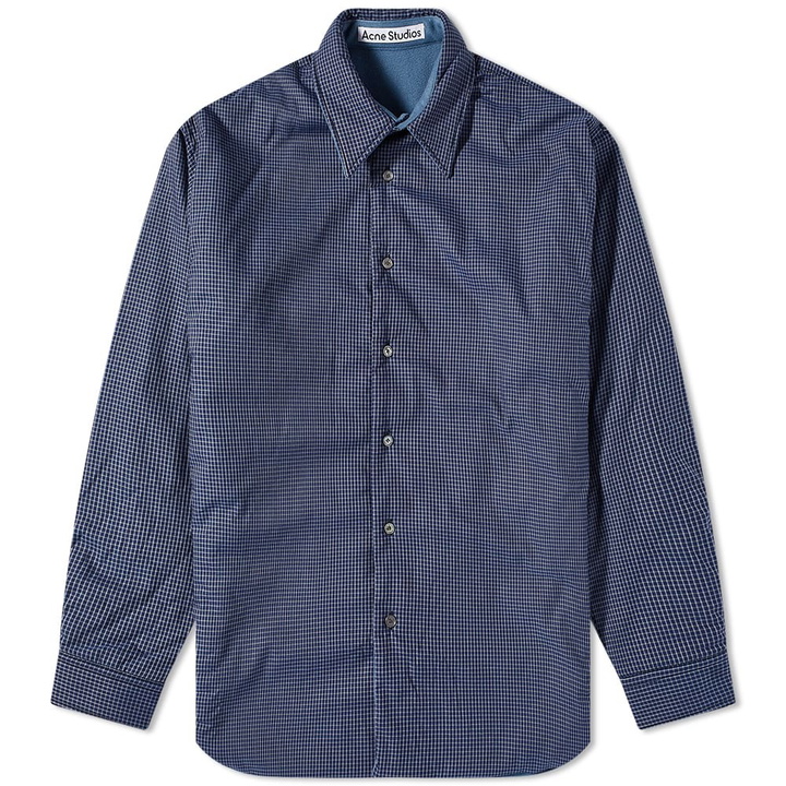 Photo: Acne Studios Men's Oddy Reversible Padded Shirt Jacket in Dark Blue