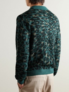 Saturdays NYC - Beauchamp Leopard-Print Knitted Polo Shirt - Green