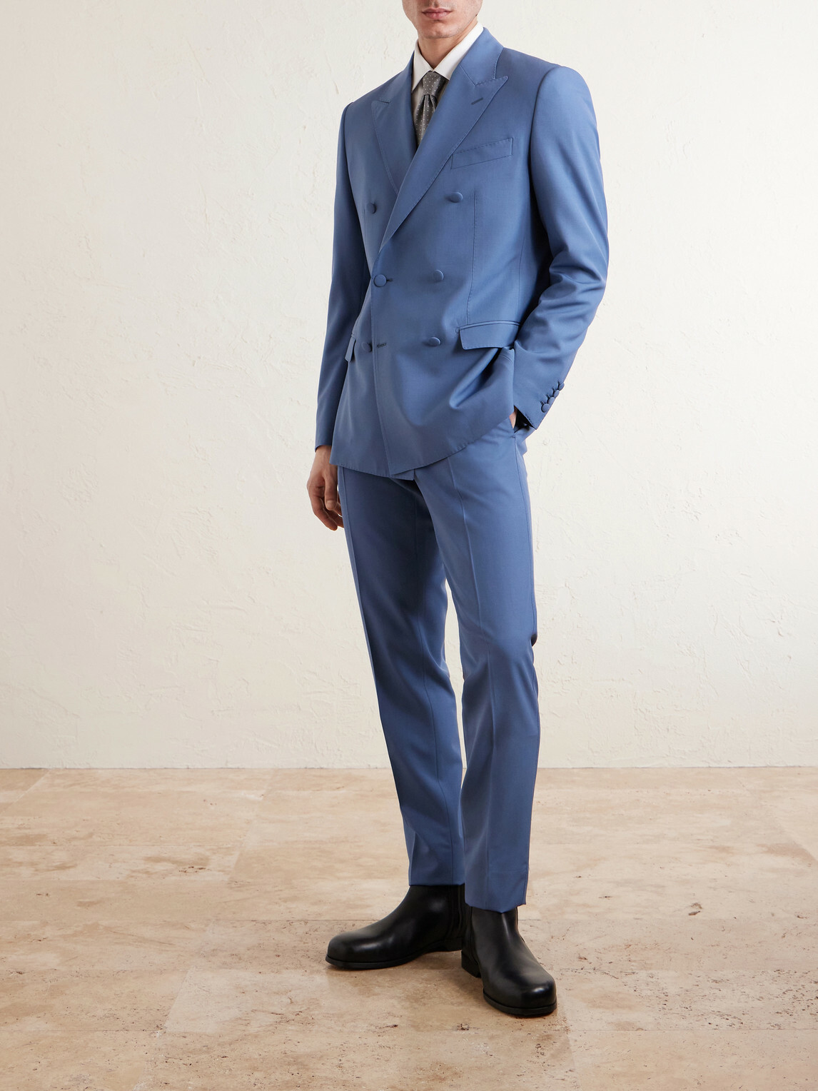 Dolce&Gabbana - Double-Breasted Wool Blazer - Blue
