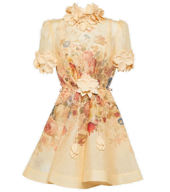 Photo: Zimmermann Luminosity floral-appliqué linen and silk minidress