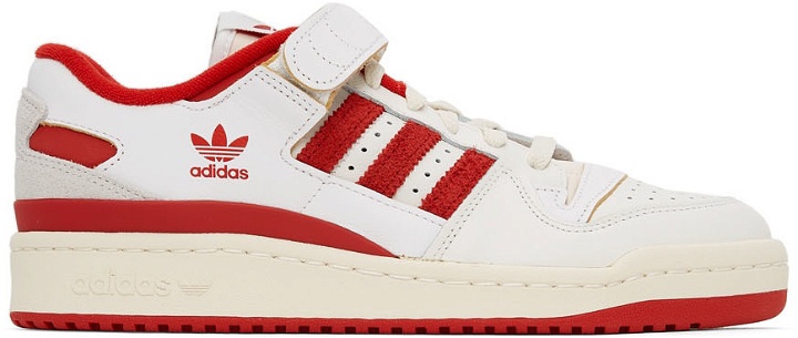 Photo: adidas Originals Off-White & Red Forum 84 Low Sneakers