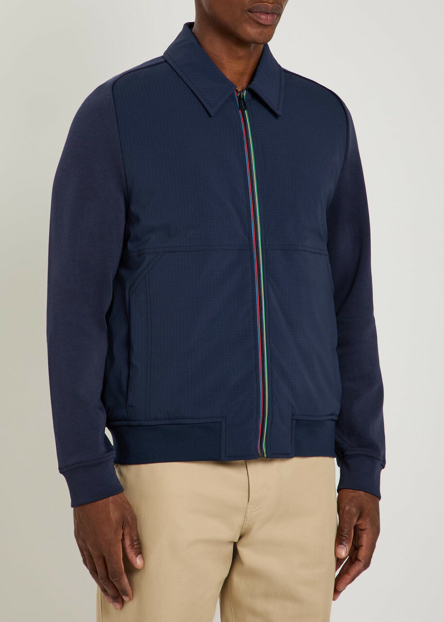 PS Paul Smith Mixed Media Quilted Shell and Jersey Jacket Navy