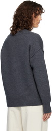 AMI Paris Gray Wool Ami de Coeur Cardigan